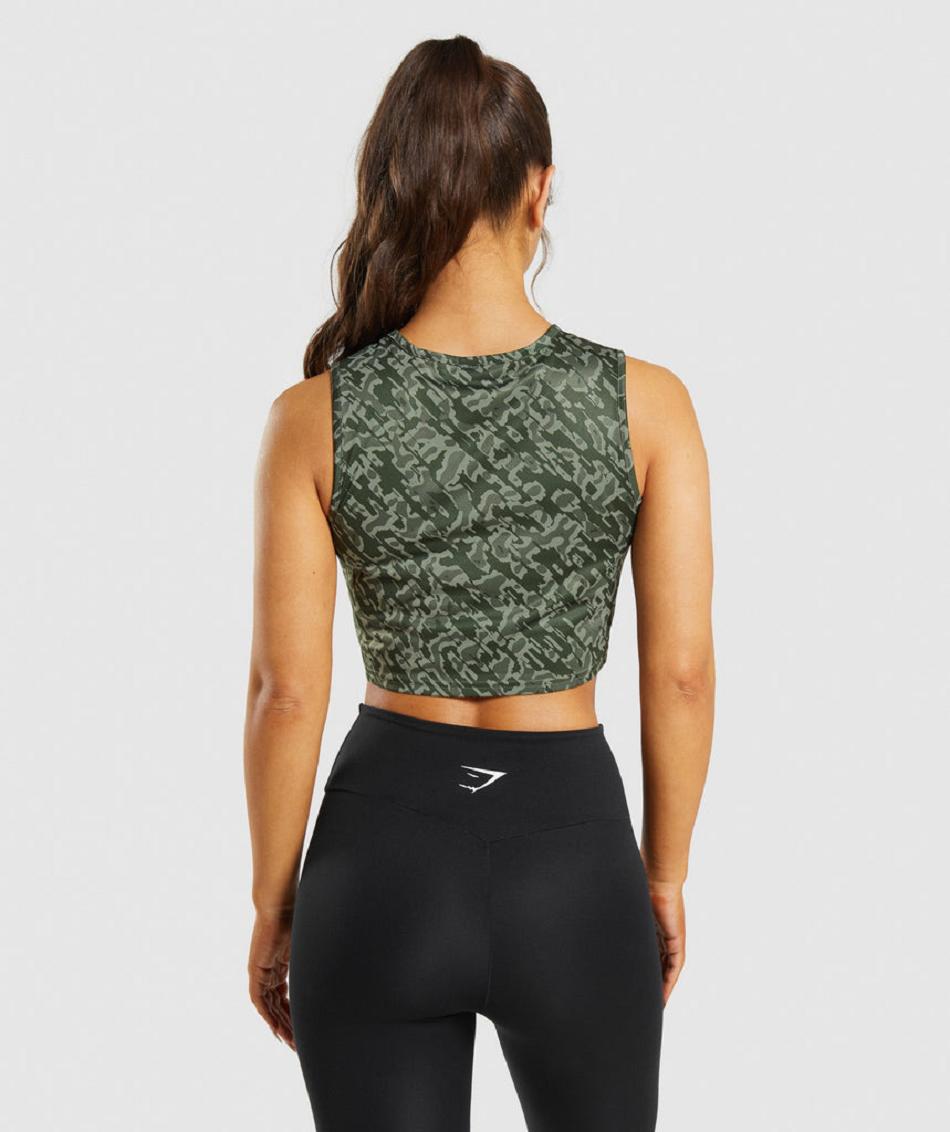 Camiseta Tirantes Gymshark Entrenamiento Crop Mujer Verde | CO 2377MQZ